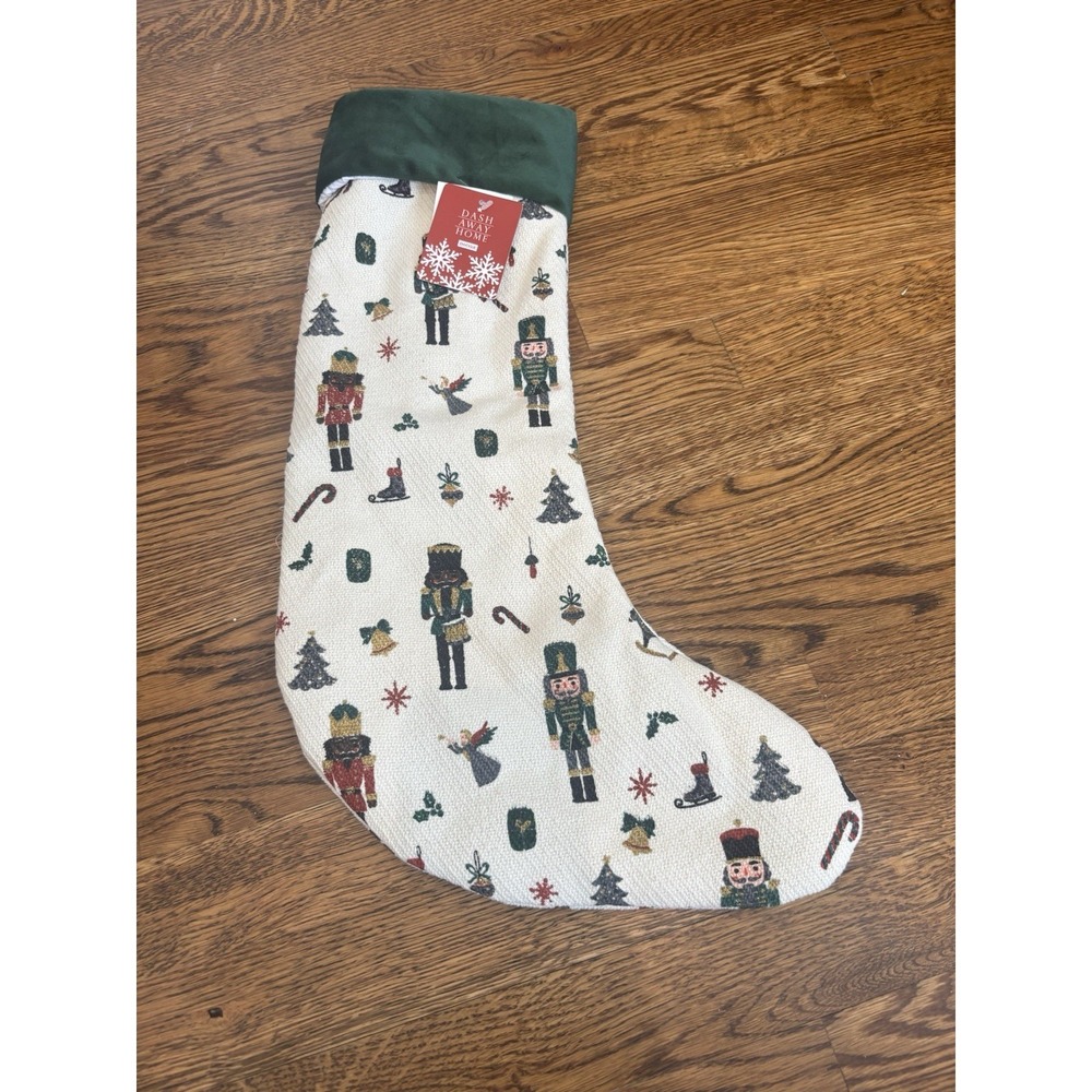 Envogue Velvet Christmas Stocking Green Nutcracker‎ NWT